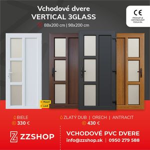 Kvalitné pvc vchodové dvere Vertical 3Glass